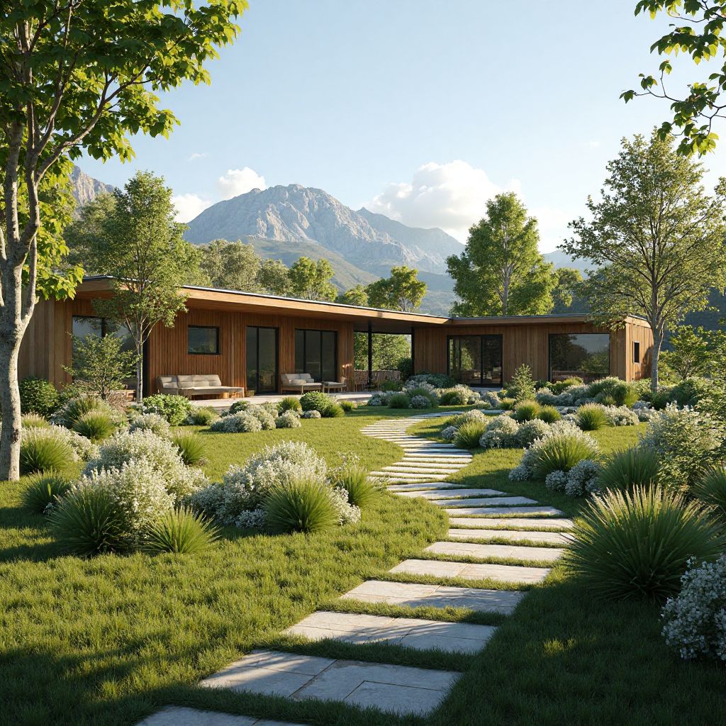 Zone écologique avec jardins et panneaux solaires